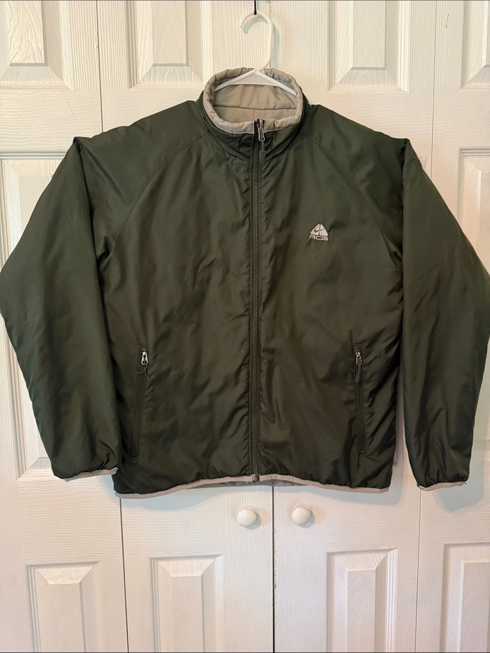 Vintage 90s Nike ACG Thermal Layer Green Olive Jacket Coat Mens Sz L